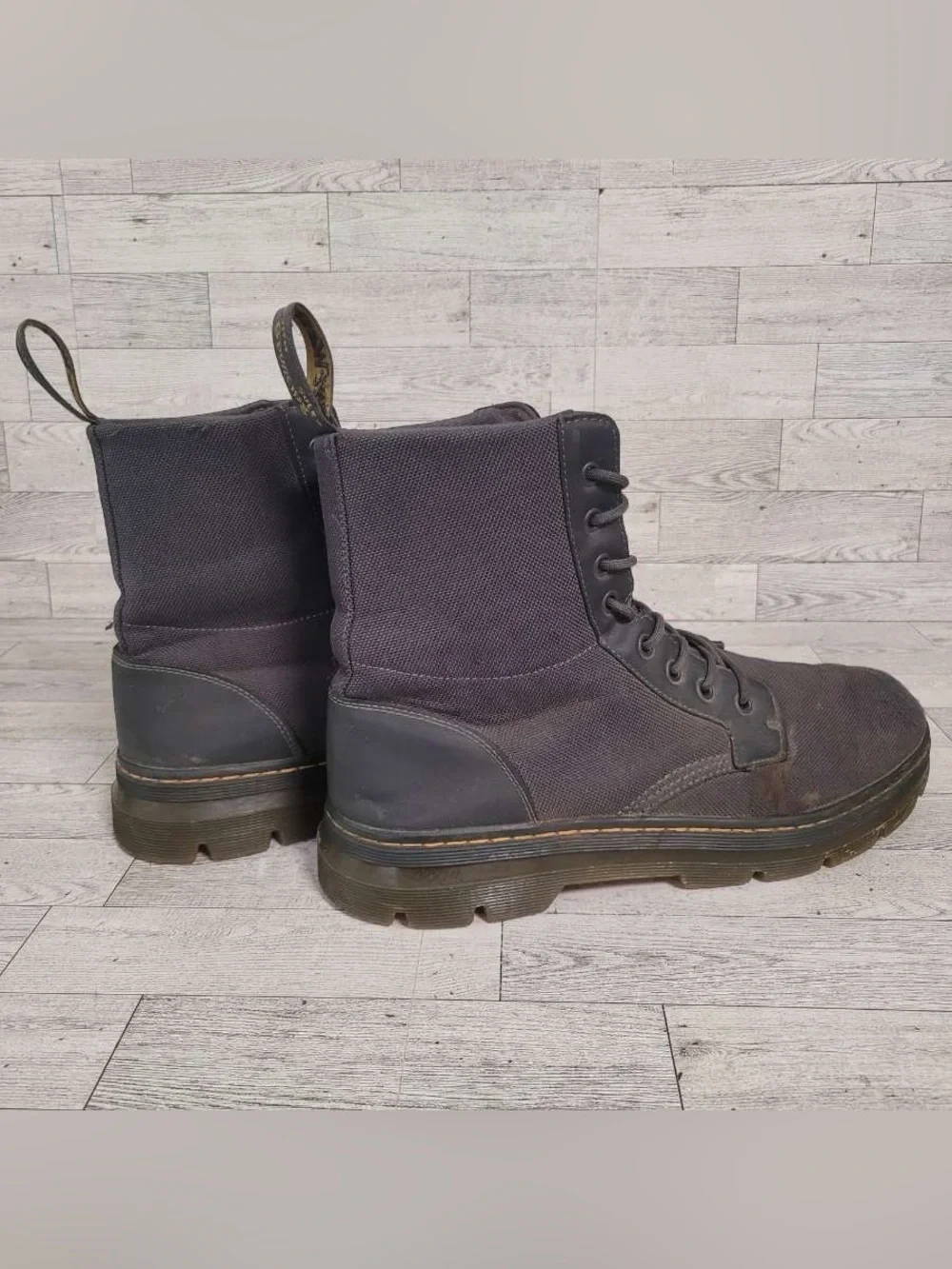 Men's Dr. Martens Combs Grey Canvas Tactical Combat Boots Size 13